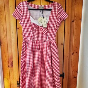 Lindy Bop Red Checkered Patio Dress